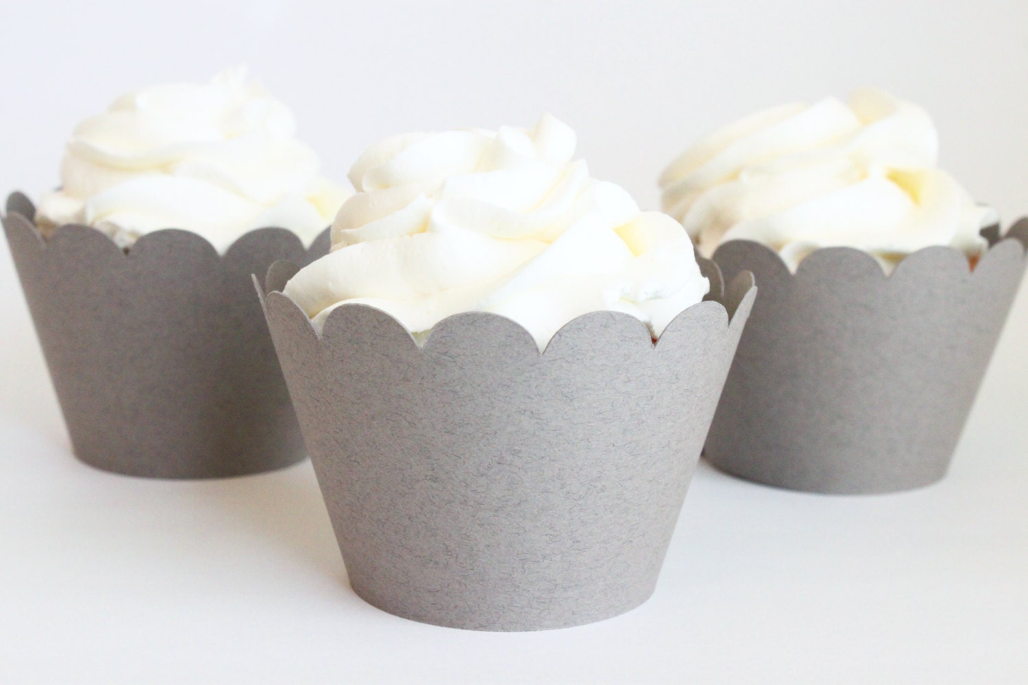 Gray Cupcake Liners. Silver Chevron Standard Cupcake Baking Cup Liners