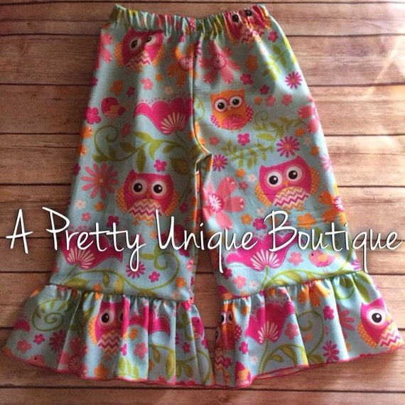 Owl ruffle pants by APUBoutique on Etsy