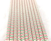 25 ReD and GReen Chevron-Paper Straws--25ct with Free Printable diy Flags Il_170x135