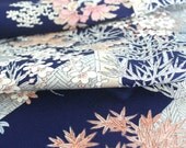 Vintage Kimono Silk, Kimono Fabric, Navy Blue Silk, Japanese Kimono, Pagodas