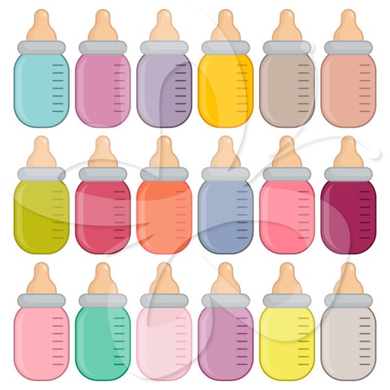 Baby Bottle Clip Art Clipart Set Commercial by CollectiveCreation