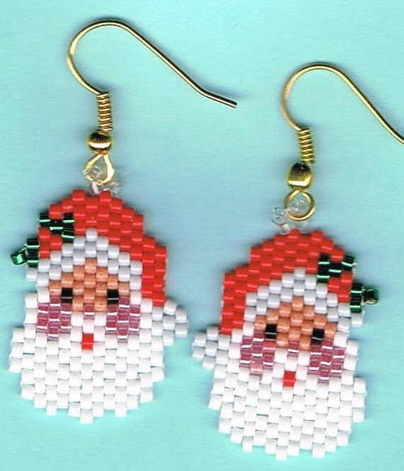 Hand Beaded Santa Head earrings
