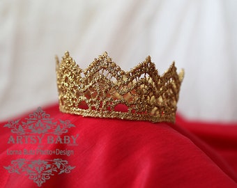 Any Size Pet Crown, Cake Topper Various Size Crown Prop Baby Adult Teen Crown for Photo Shoots, Theatre, Prom Shows Gold sparkle Size Choice