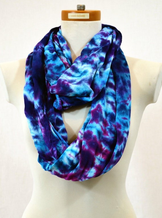 Beautiful Purple Tie Dye Scarf Infinity Scarf by 2dye4designs