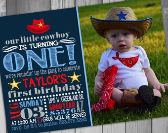 Cowboy Birthday Invitation Western Birthday Invitation Cowboy Party Cowboy Invitation Cowboy Invite Boy Birthday 1st Birthday Invitation