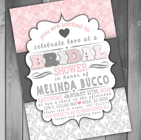 Damask Bridal Shower Invitation Wedding Shower Invitation Printable Bridal Shower Invitation Pink Bridal Shower Invitation