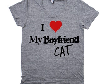 Items similar to Cat Shirt - Cats are my Boyfriend - White Tshirt on Etsy