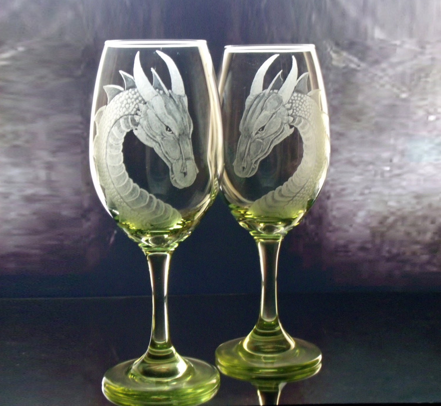 Dragon wine glasses fantasy wine glass green wine glass