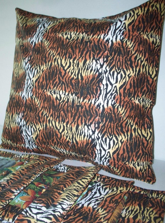 Tiger Print Decorative Throw Pillow Cover only 18 by LindaHarvey