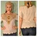 Vintage Fully Beaded Sequin Blouse in White and Gold 1980s Scalloped Ornate Detailed Top Great for Burlesque Weddings Themed Events