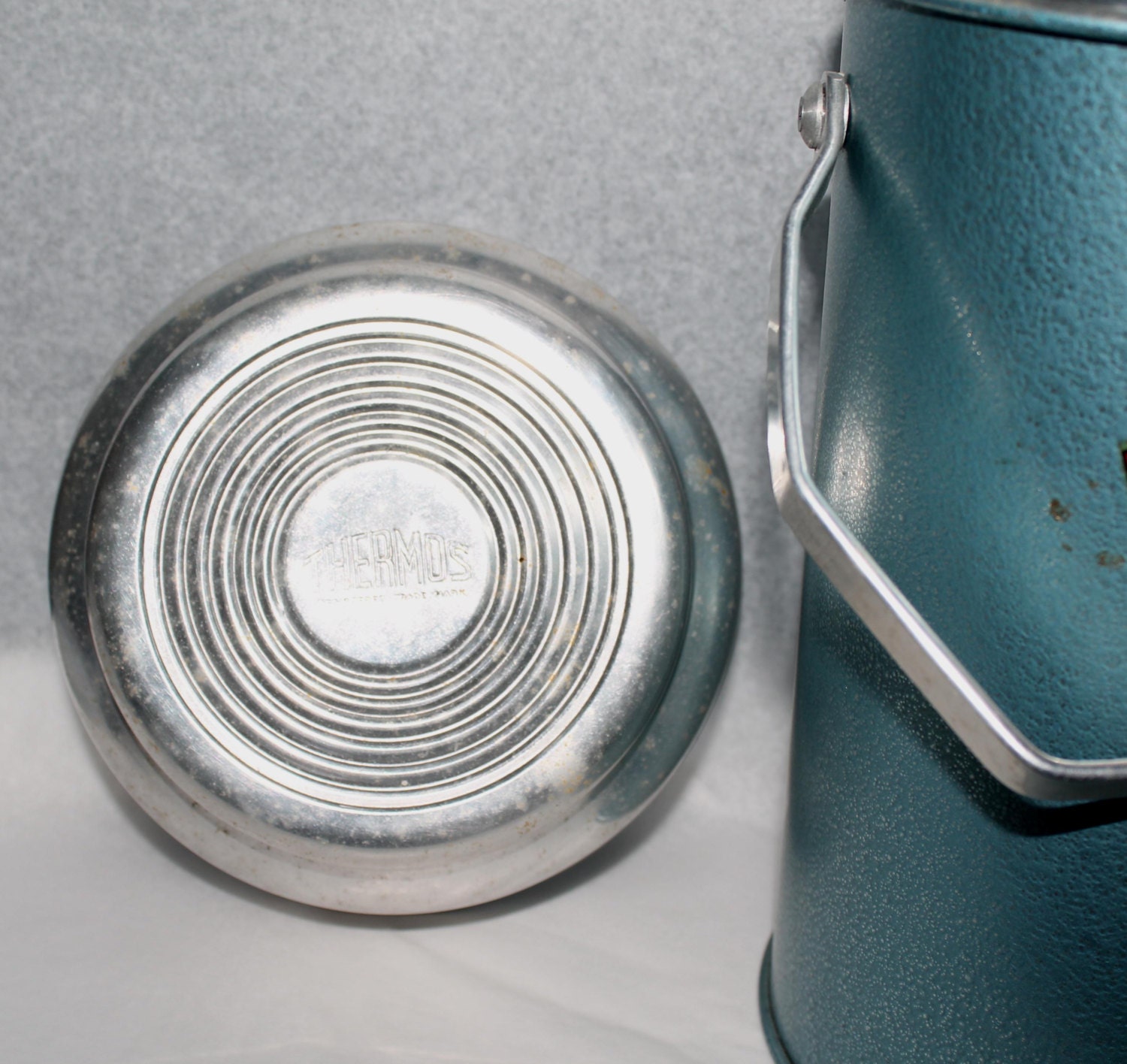 Vintage Thermos Brand vacuum vessel with cork stopper