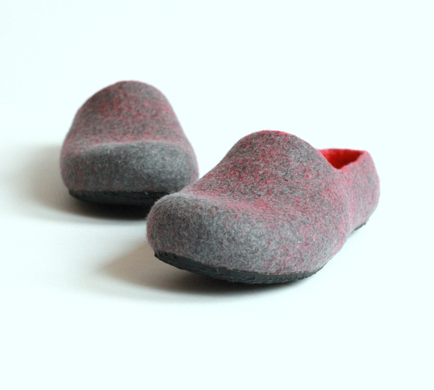 Women or men house shoes made to order grey and red