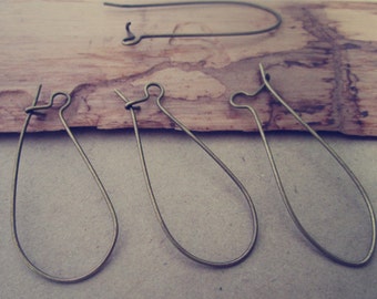 100 pcs antique bronze plated ear hooks15mmx38mm