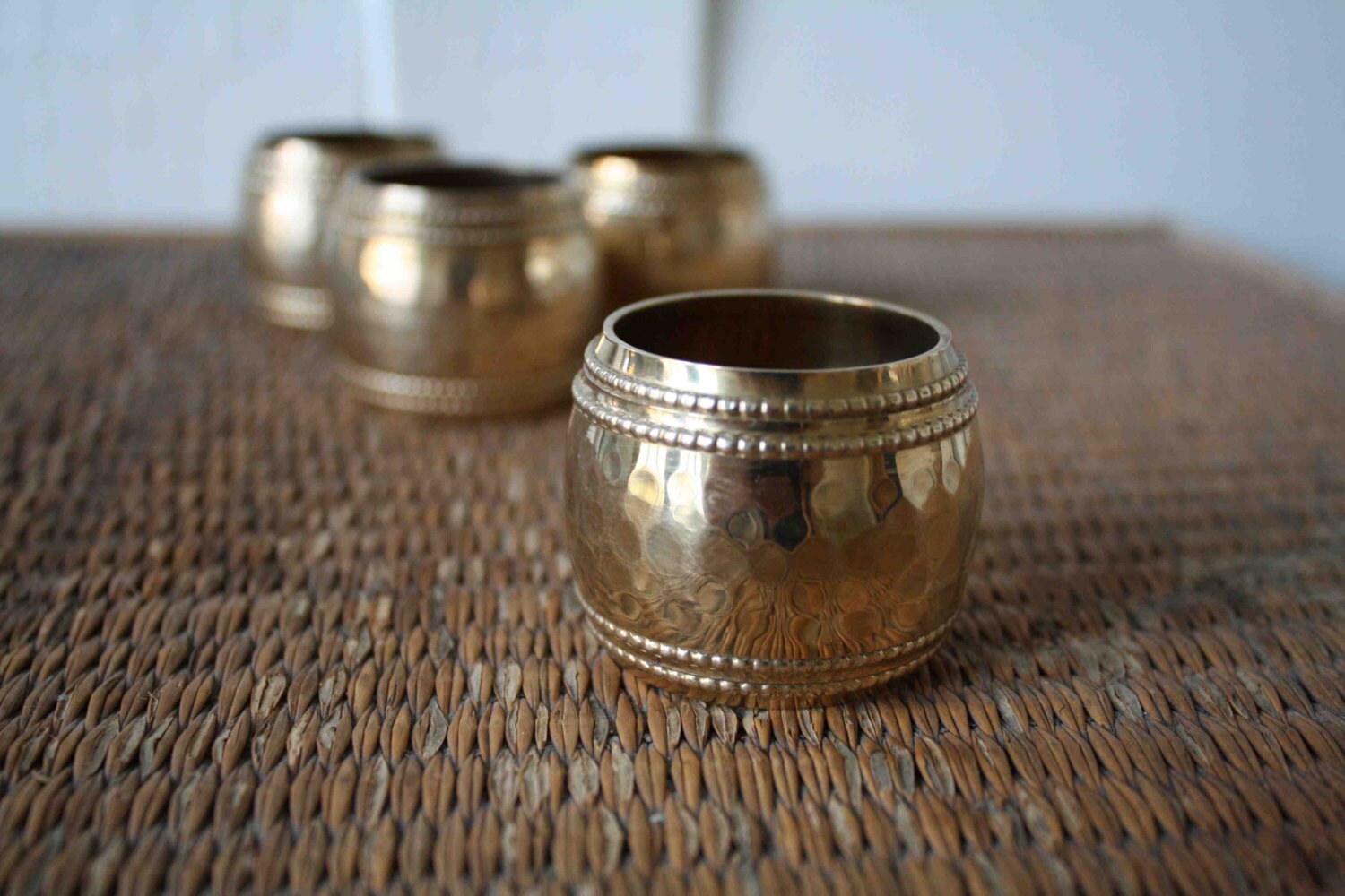Hammered brass napkin rings (set of four) Haute Juice