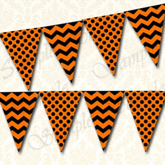 Items similar to Orange and Black Printable Banner - Party Pennant ...