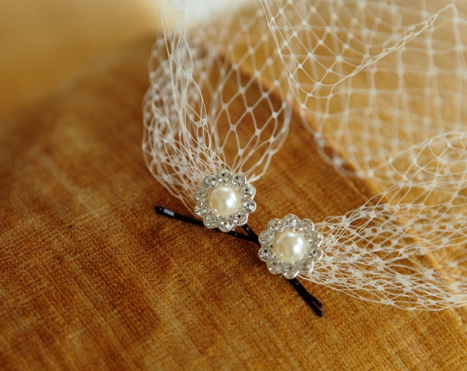 Russian net birdcage with clips, bridal veil