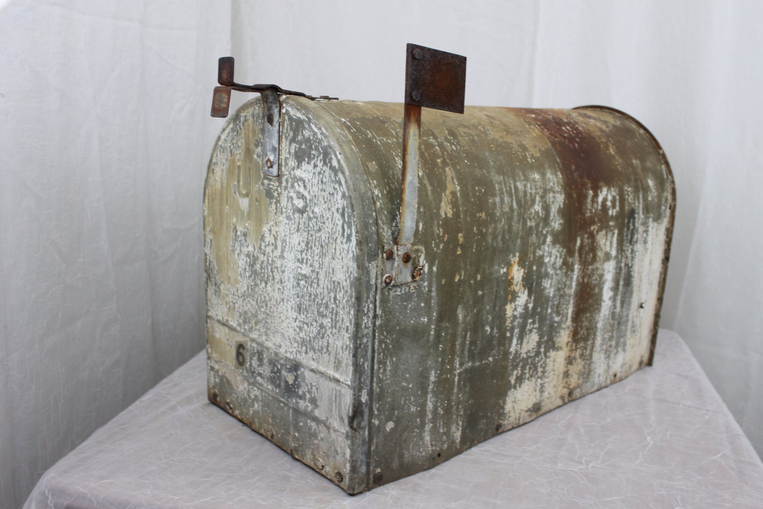 VIntage Farm Mailbox Large Galvanized Mail Box US MAIL Farm