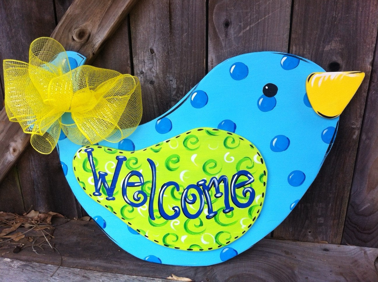 Wooden Bird Door Hanger Hand Painted
