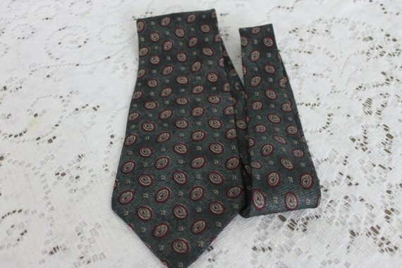 Vintage Halston Italian Silk Tie Olive/Taupe/Burgundy