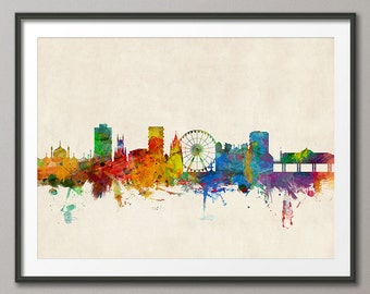 Brighton Skyline, Brighton England Cityscape Art Print (1018)
