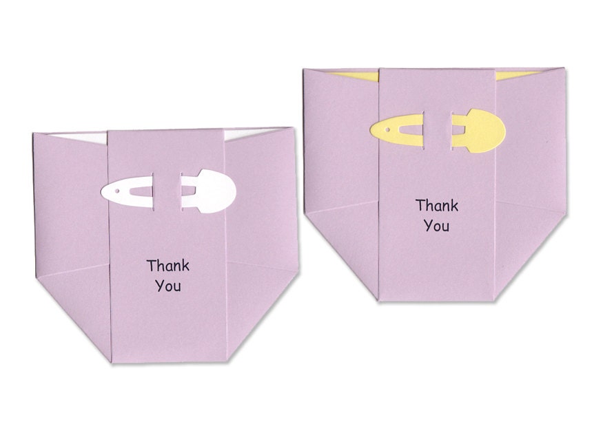 Baby ThankYou Cards Lavender Diapers Cute Purple Baby