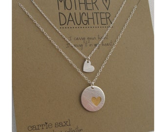 Mother Daughter Necklace Set - mother necklace - mom jewelry - silver ...