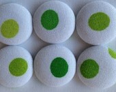 GREEN polka dot nursery magnet, kitchen button magnet, office fabric covered button magnet -- set of 6 Il_170x135