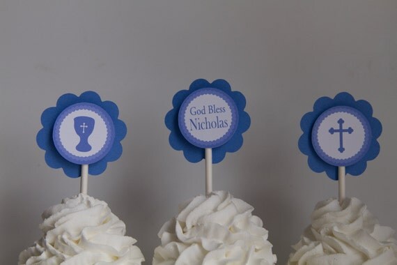 God Bless Blue Cross Cupcake Toppers Il_570xn