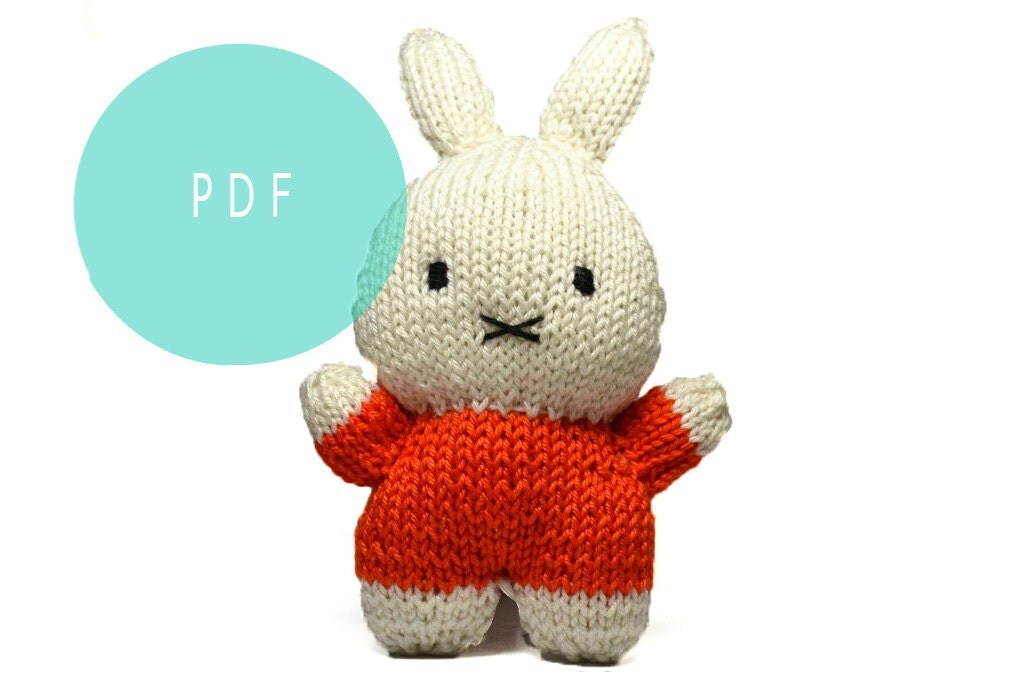 Knitting Pattern Miffy Baby Rattle Toy by LaLaForest on Etsy