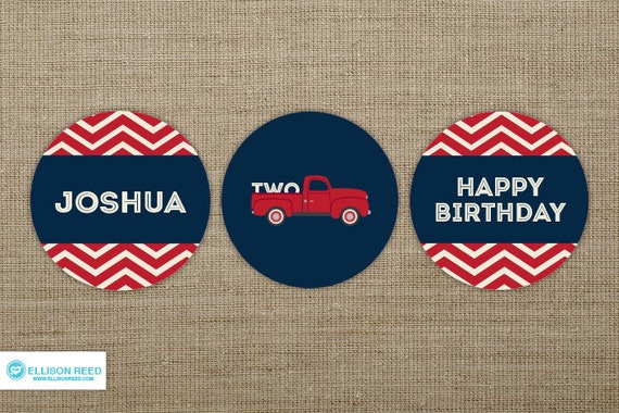 Truck Printable - Truck Birthday - truck Cupcake Cake Toppers - chevron truck - transportation Printable - 2nd Birthday - Printable Party Il_570xn