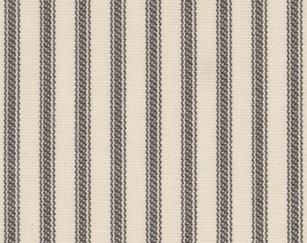 Grey Ticking Pillow Cover, 18x18 or 20x20 inch Decorative Throw Cushion Cover - Charcoal Grey and Ivory Ticking Stripe