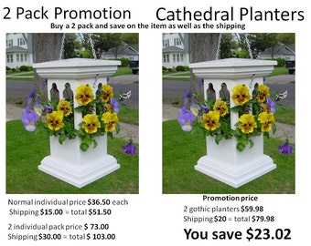 2 pack PVC planter promotion, strong hanging planter virtually maintenance free ez fill ez clean modern materials everlasting durable US