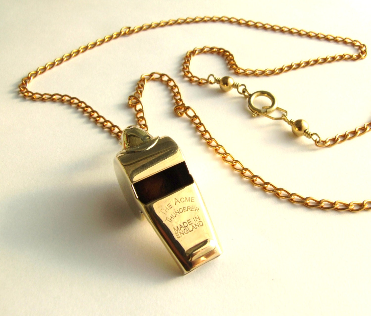 Solid Brass Security Whistle Necklace Womens Children Self