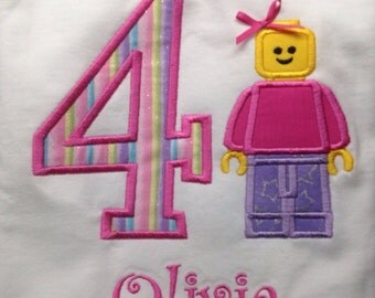 Girl Lego Birthday Shirt