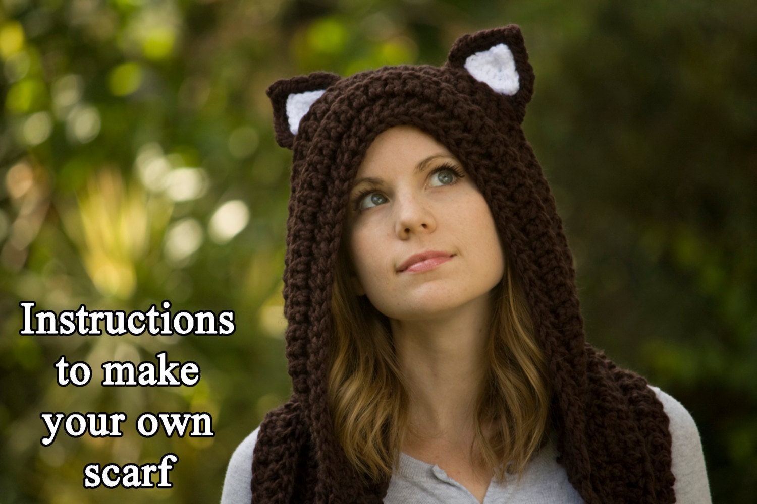CROCHET PATTERN Cat Scarf, Hooded Scarf with Cat Ears, Cat Scoodie