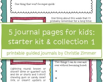 5 Printable Guided Journal Pages for Kids (Grades 4-6) - Starter Kit and Collection 1