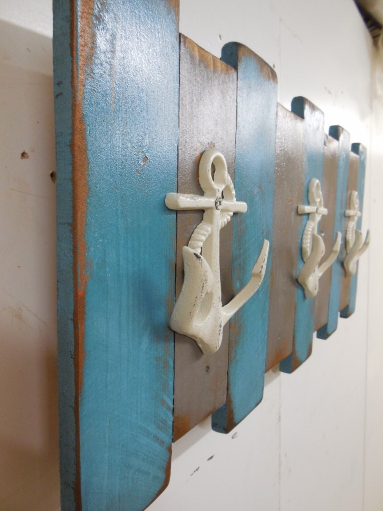 Nautical Coat Rack Coastal Wall Decor Beach by LynxCreekDesigns