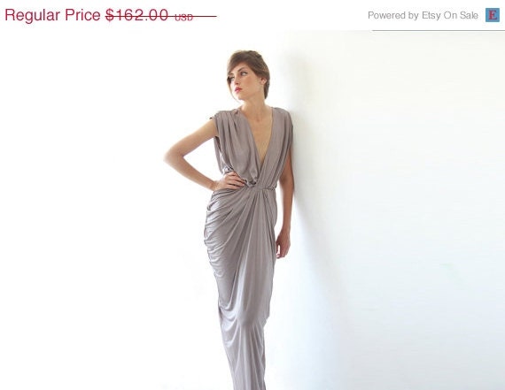 EASTER SALE Sexy Maxi Dress, Taupe Dress