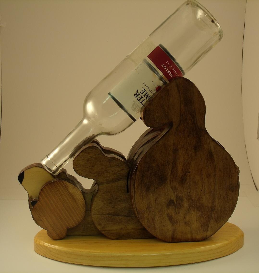 leash holder for phone dog Bear Wine Decor Rack Wood Reclaimed Rustic NWoutdoor Rustic by