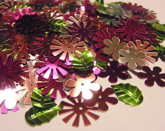 bag of flower and leaf sequins , 14-17 mm (4)+