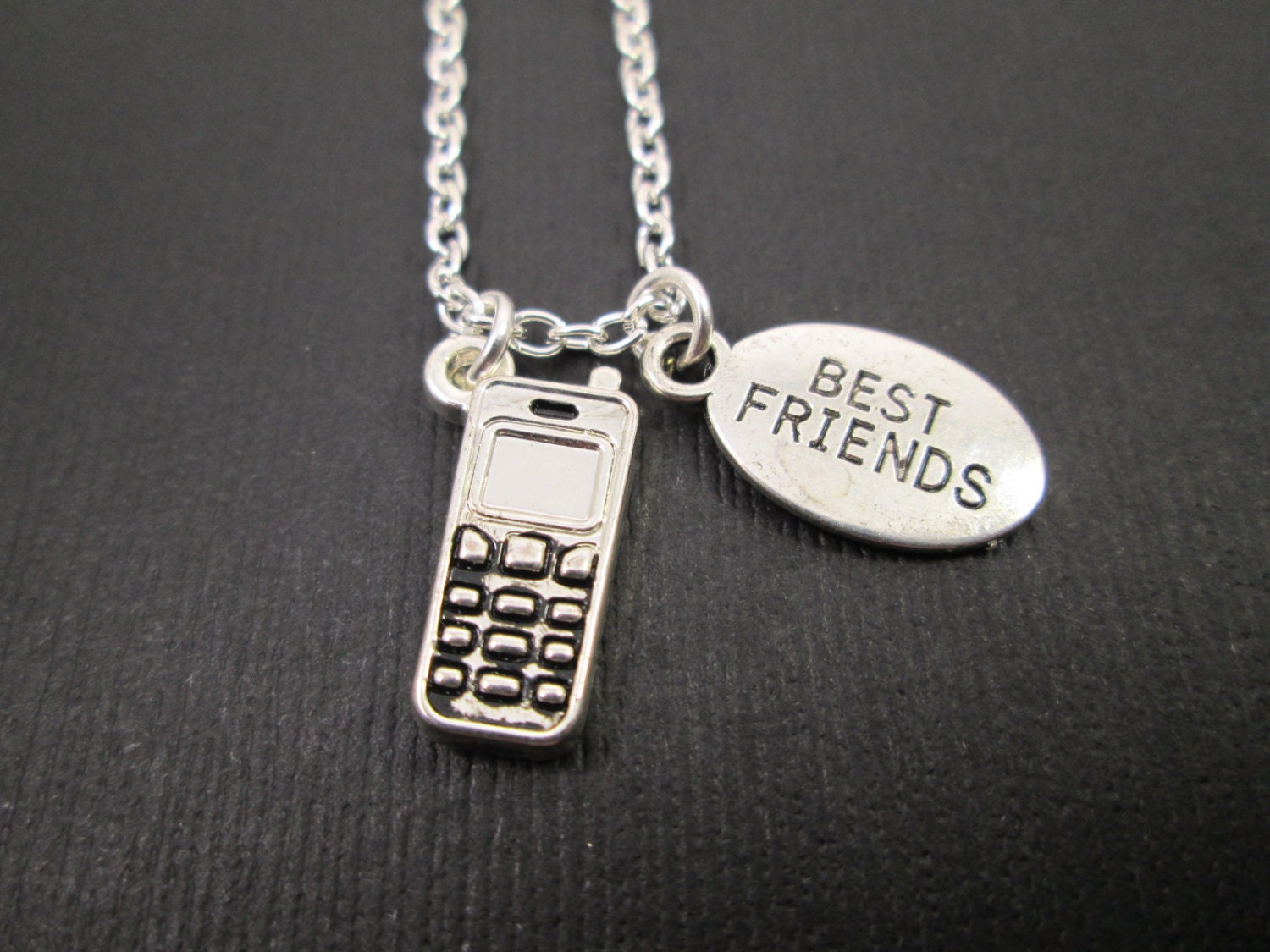 Cell Phone Best Friends Necklace by HazelSarai on Etsy