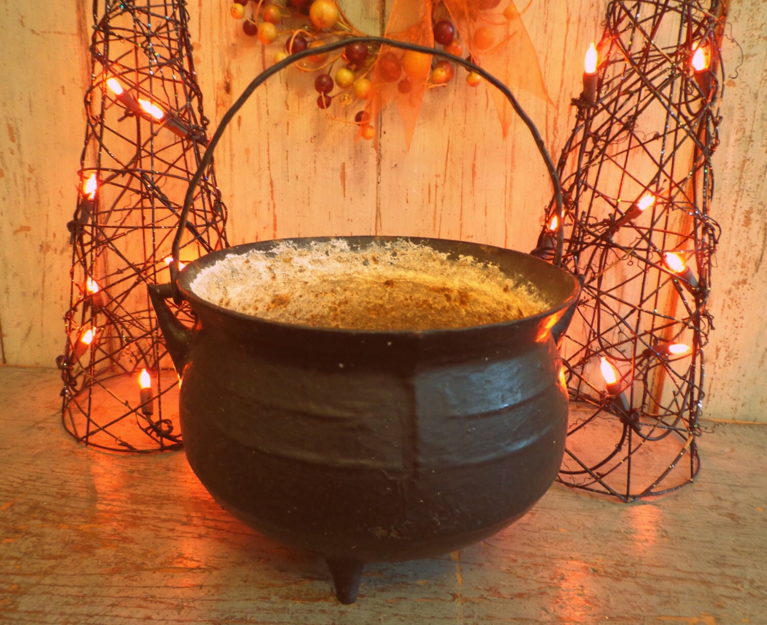 Antique Cast Iron Black Cauldron Footed Pot Kettle