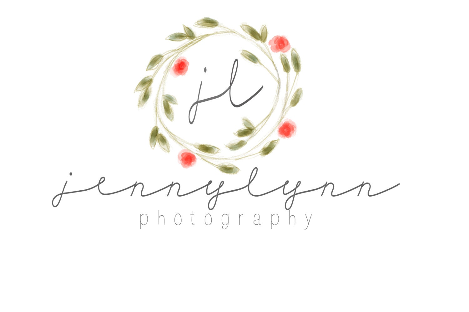 Floral Watercolor Wreath Watermark and Logo by xoxojendesigns