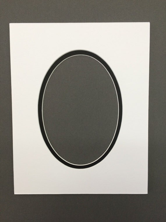 OVAL16x20 White & Black Double Picture Mats with Oval Opening