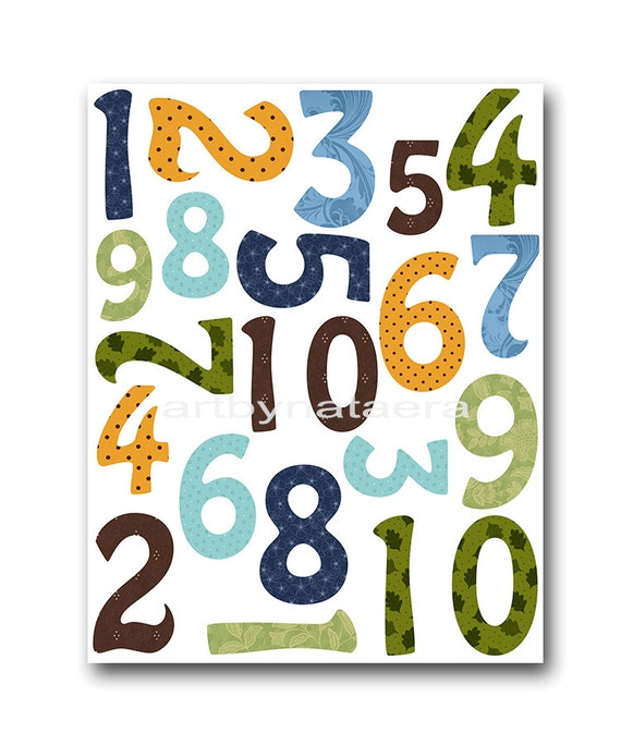 Numbers Nursery Numbers Baby Boy Nursery Art Print Nursery