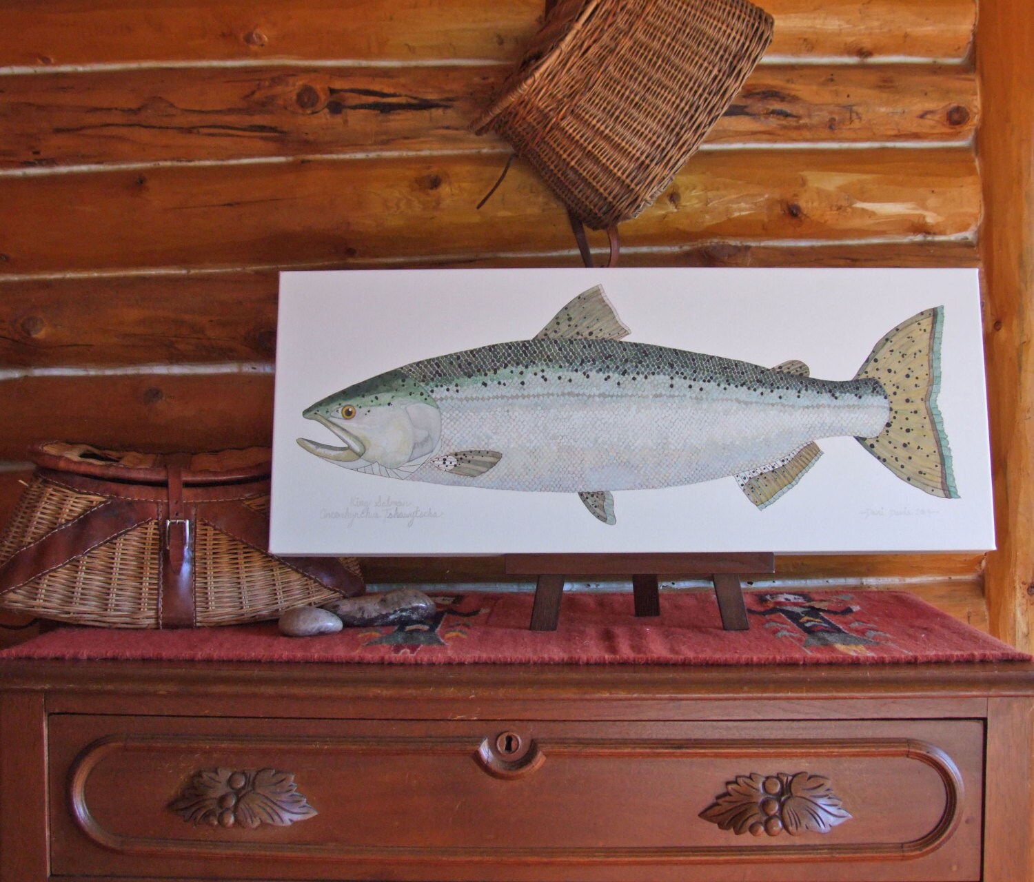 King Salmon Watercolor Print on Gallerywrapped by DaniKnoph