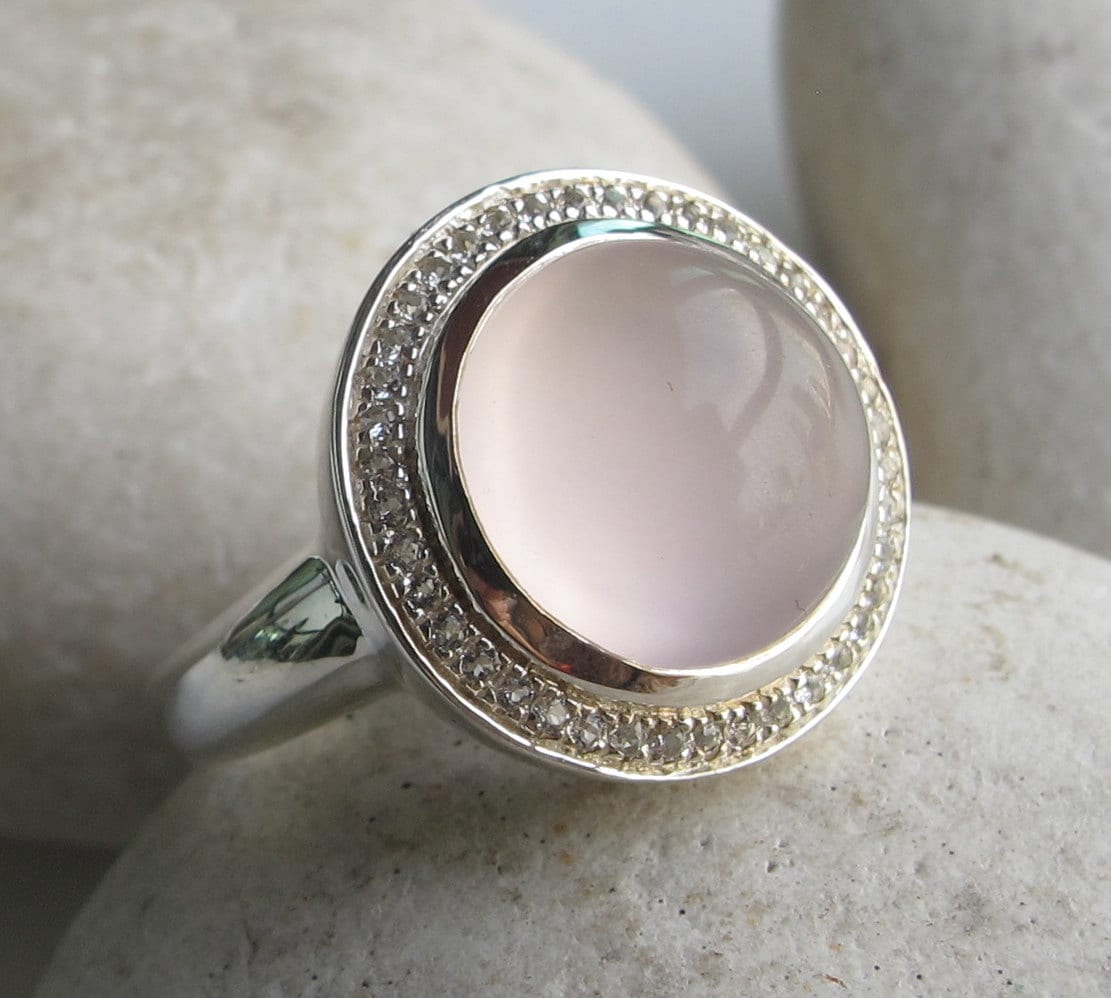 women rose quartz engagement ring