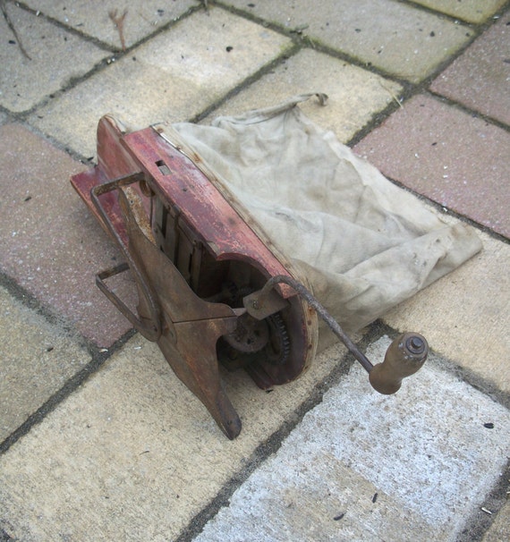 Antique Seed Sower Hand Held Crank Seeder Spreader Planter