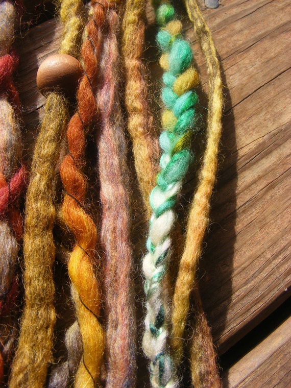 10 SE Woodland Fairy Wool Dreads Dreadlock Extensions Bohemian