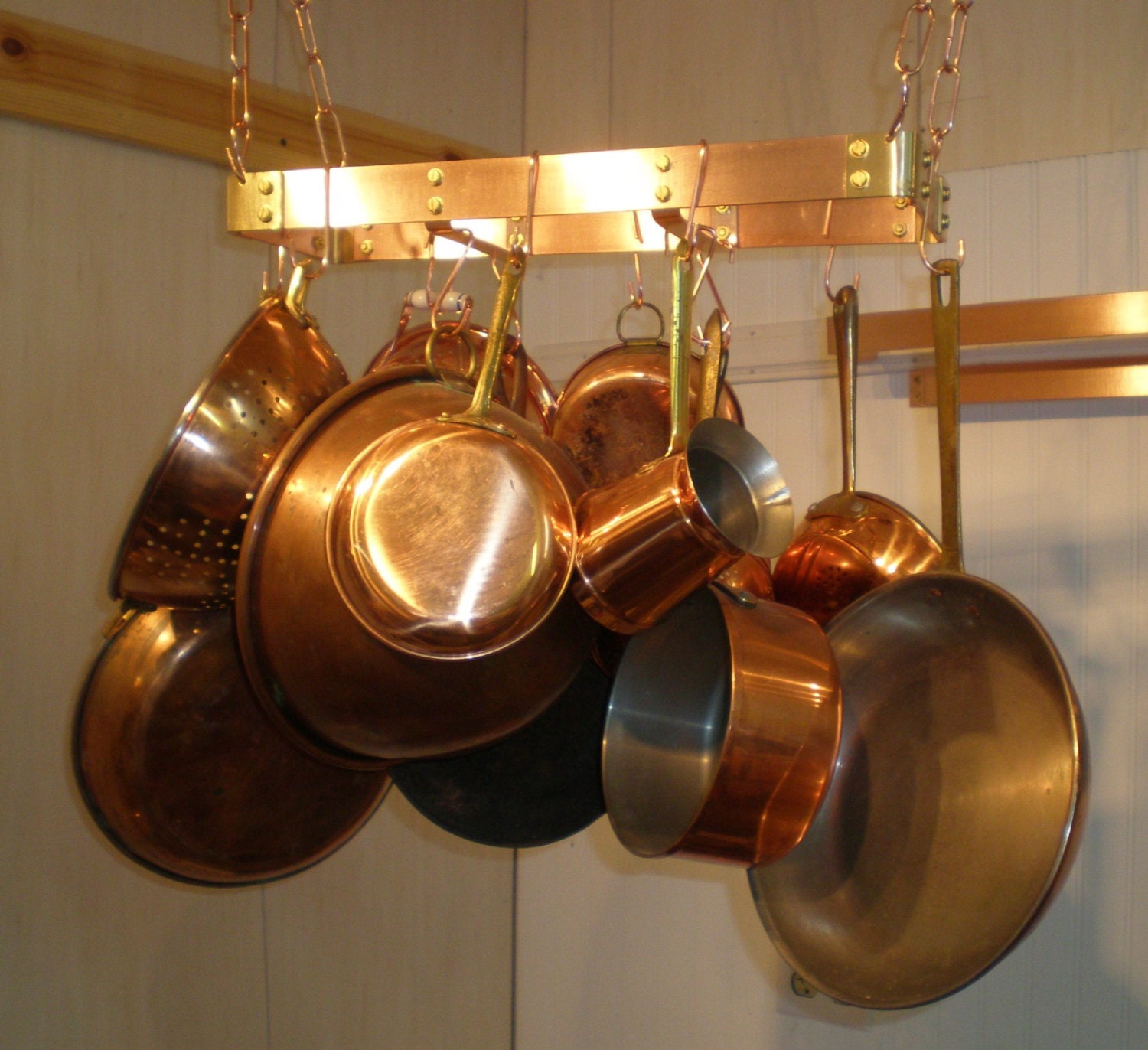 18 X 6 Hanging Solid Copper Pot Rack  with 2
